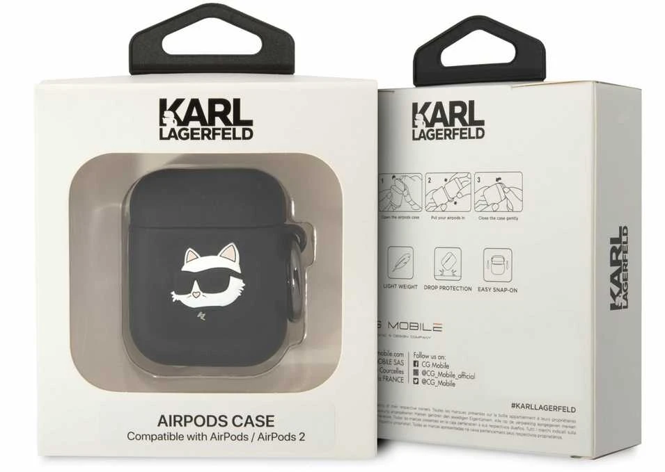 Karl Lagerfeld KLA2RUNCHK AIRPODS 1/2 COVER Juodas/Juodas SILICONE CHUPETTE HEAD 3D