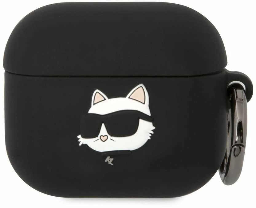 Karl Lagerfeld KLA3RUNCHK AirPods 3 dėklas juodos spalvos Silicone Choupette Head 3D