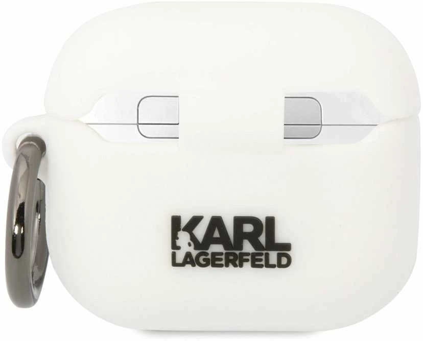 Dėklas Karl Lagerfeld KLA3RUNCHH AIRPODS 3 COVER Baltas/Baltas SILICONE CHAPETTE HEAD 3D