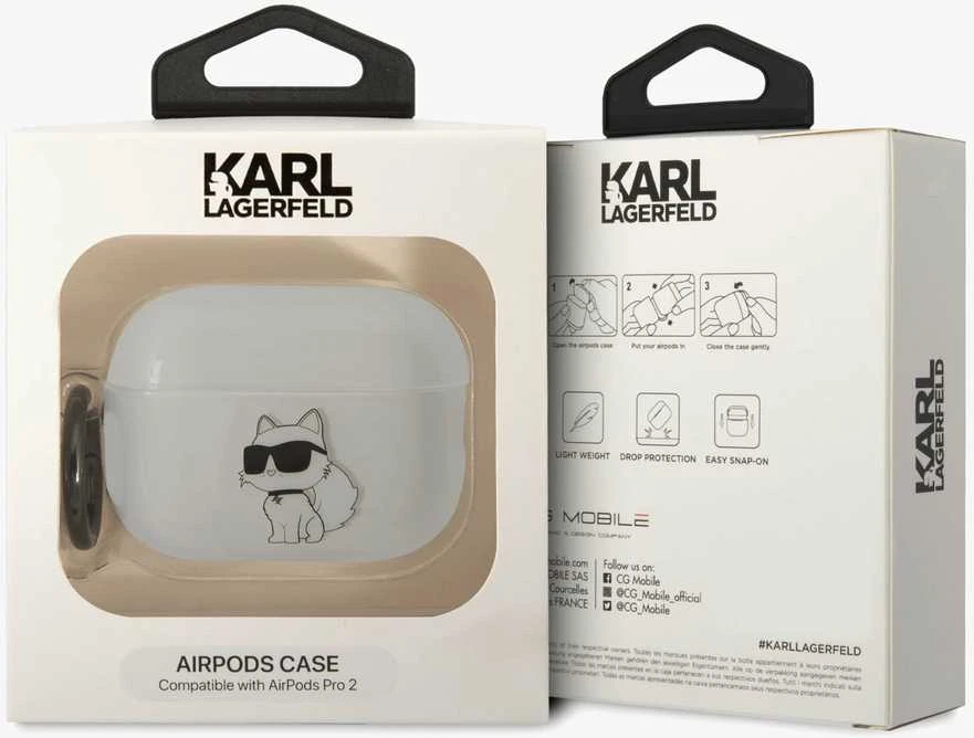 Karl Lagerfeld KLAP2HNCHTCT Airpods Pro 2 (2022/2023) dėklas skaidrus Ikonik Choupette