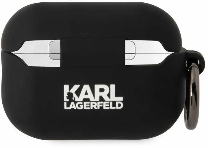 Apple AirPods Pro 2 Karl Lagerfeld silikoninis Karl Head 3D ausinių dėklas juodos spalvos