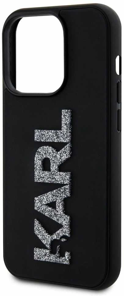 Dėklas Karl Lagerfeld KLHCP15X3DMBKCK IPHONE 15 PRO MAX 6.7 "Juodas/Juodas HARDCASE 3D RUBBER GLITTER LOGO