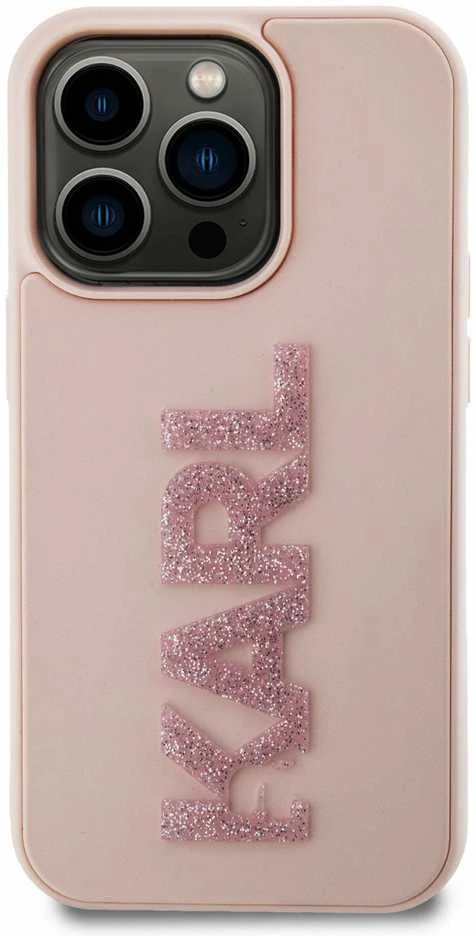 Dėklas Karl Lagerfeld KLHCP15X3DMBKCP IPHONE 15 PRO MAX 6.7 "Rožinis/Rožinis HARDCASE 3D RUBBER GLITTER LOGO