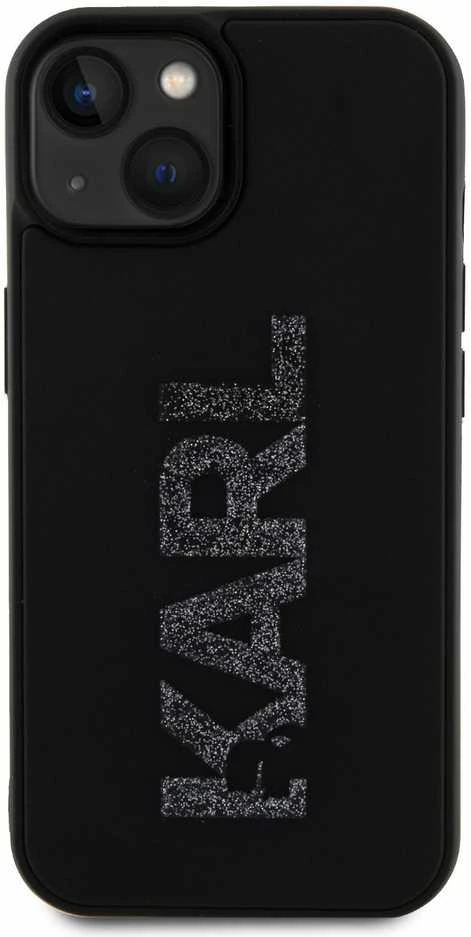 Karl Lagerfeld KLHCP15S3DMBKCK Apple iPhone 15/ 14 / 13 6.1″ juodos spalvos kietas dėklas 3D Rubber Glitter Logo