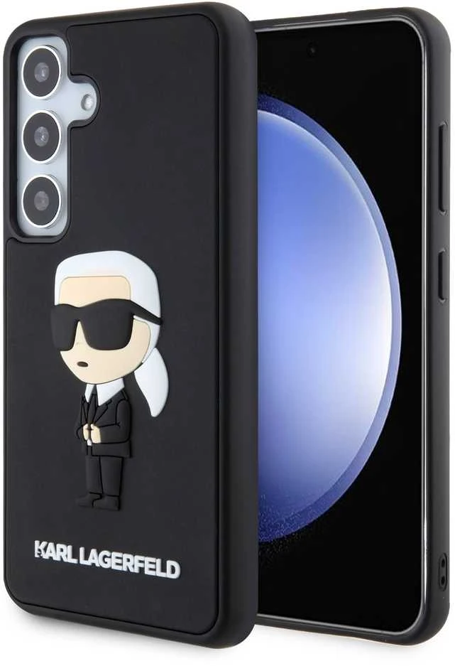 Karl Lagerfeld KLHCS24S3DRKINK S24 S921 juodos spalvos kietas dėklas 3D Rubber Ikonik