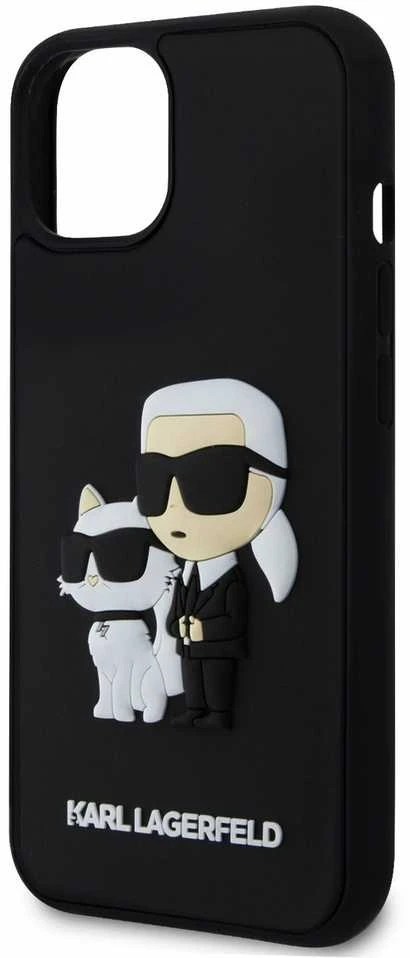 Karl Lagerfeld 3D Rubber Karl and Choupette dėklas telefonui Apple iPhone 13 juodos spalvos