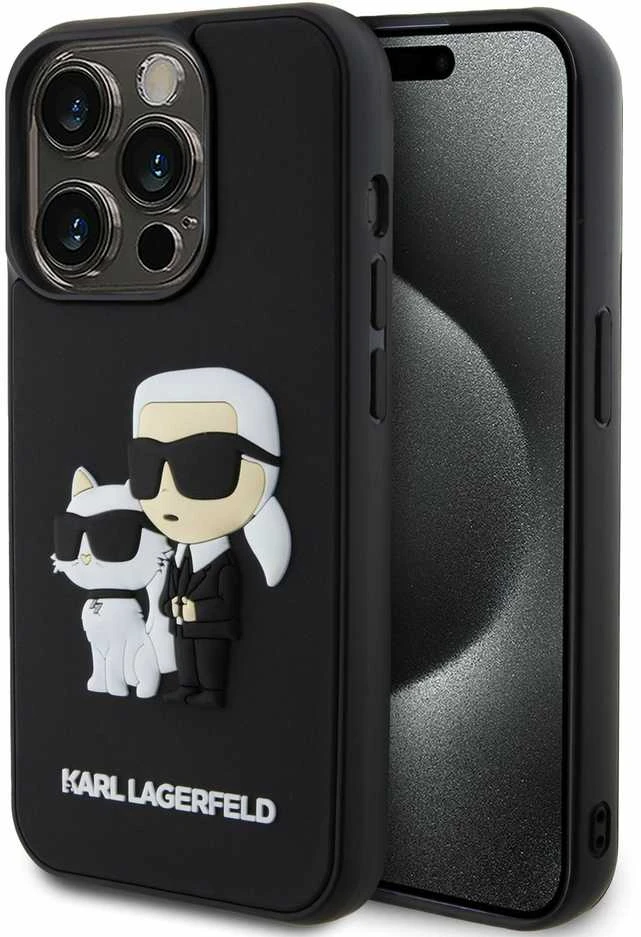 Karl Lagerfeld 3D Rubber Karl and Choupette Apple iPhone 13 Pro dėklas telefonui juodos spalvos