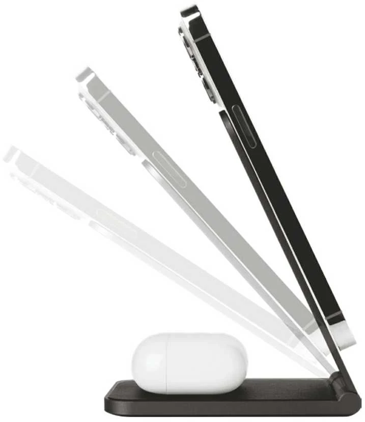 Karl Lagerfeld foldable Belaidis įkroviklis 2-in-1 KLDCRFALCHNK 15W juodos spalvos Choupette MagSafe