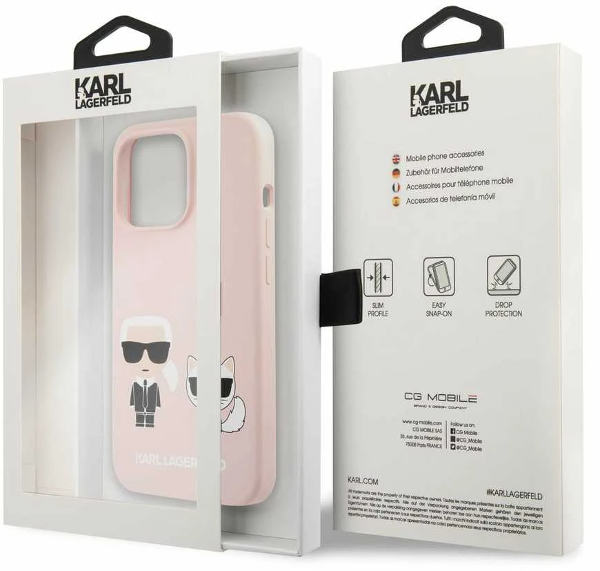 Karl Lagerfeld KLHCP13LSSKCI Apple iPhone 13 Pro / 13 6,1″ kietas dėklas light rožinės spalvos Silicone Karl