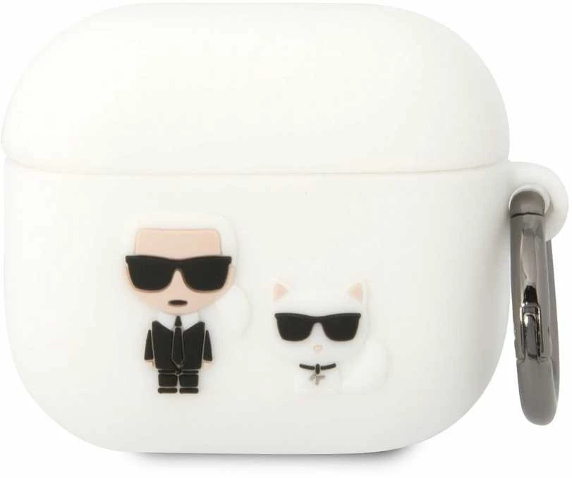 Karl Lagerfeld KLACA3SILKCW AirPods 3 dėklas, baltos spalvos, silikoninis Karl & Choupette