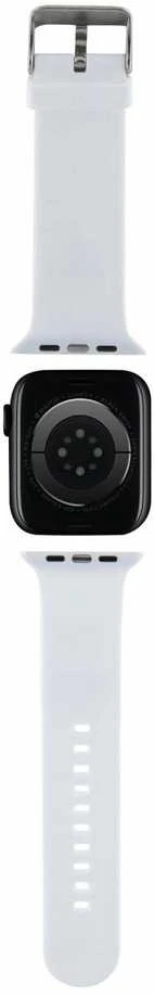 Karl Lagerfeld apyrankė KLAWMSLCNH Apple Watch 38/40/41mm baltos spalvos apyrankė 3D Rubber Choupette Heads