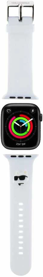 Karl Lagerfeld apyrankė KLAWMSLCNH Apple Watch 38/40/41mm baltos spalvos apyrankė 3D Rubber Choupette Heads