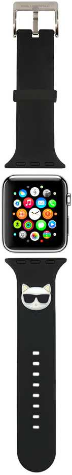 Išmaniojo laikrodžio Apple 4/5/6/7/SE Karl Lagerfel silikoninis dirželis, Juodos spalvos, 38/40/41mm