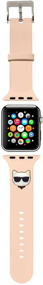 Išmaniojo laikrodžio Apple 4/5/6/7/SE Karl Lagerfel silikoninis dirželis, Rausvos spalvos, 38/40/41mm