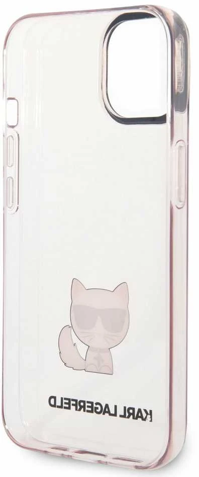 Karl Lagerfeld dėklas, skirtas iPhone 14 Plus 6,7 KLHCP14MCTTRI rožinis kietas dėklas, skirtas Skaidrus Choupette Body
