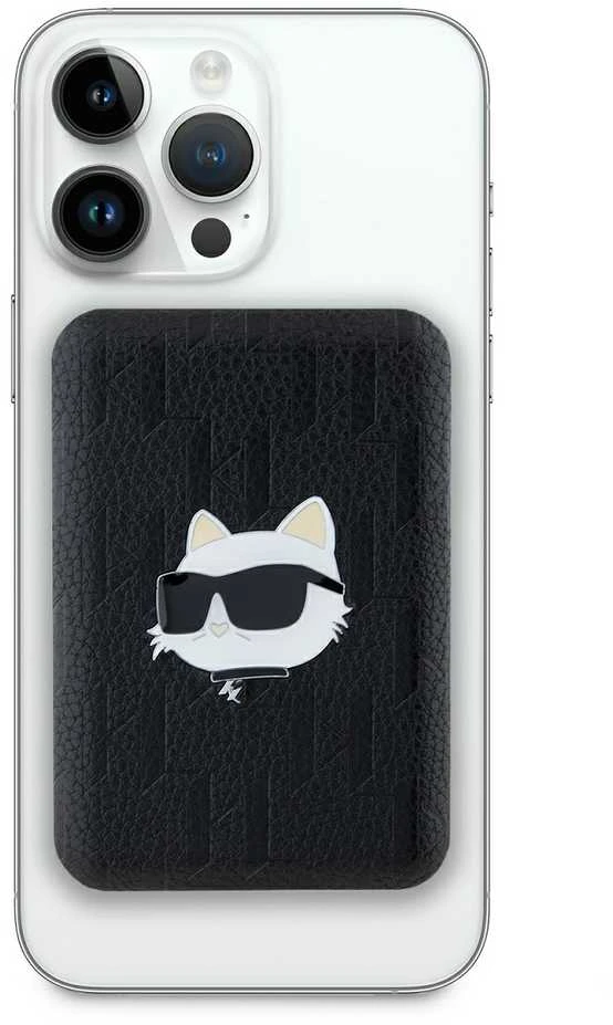 Karl Lagerfeld indukcinė išorinė baterija KLPB5FPGKSCHHK 16W 5000mAh juodos spalvos Choupette Head Pin MagSafe