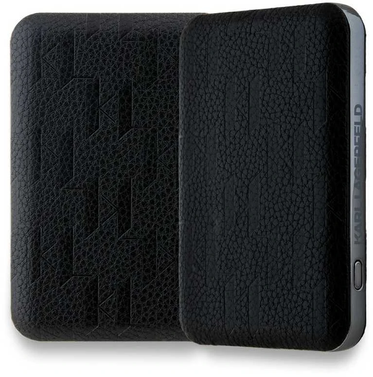 Karl Lagerfeld indukcinė išorinė baterija KLPB5FPGKSKIHK 16W 5000mAh juodos spalvos Karl Head Pin MagSafe