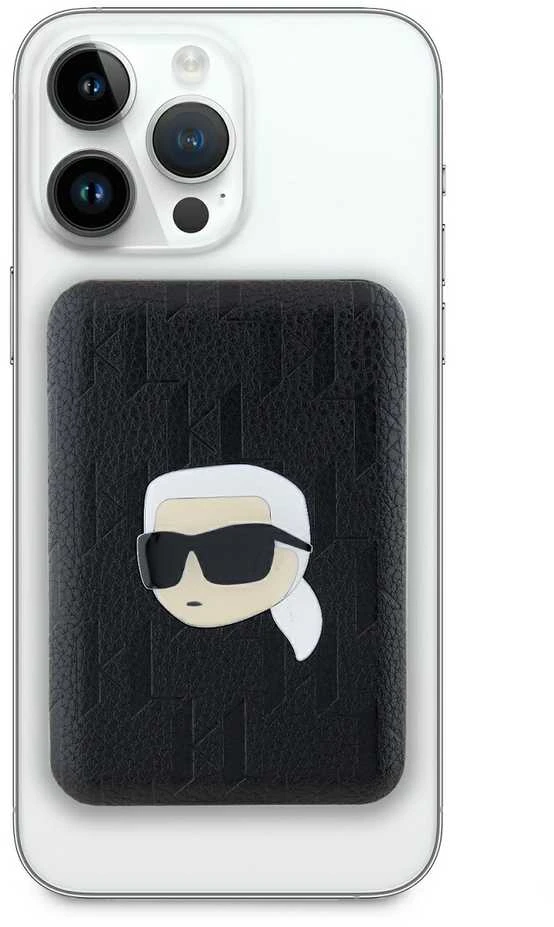 Karl Lagerfeld indukcinė išorinė baterija KLPB5FPGKSKIHK 16W 5000mAh juodos spalvos Karl Head Pin MagSafe