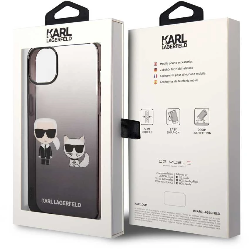 Dėklas Karl Lagerfeld KLHCP14MTGKCK IPHONE 14 PLUS / 15 PLUS 6.7 "HARDCASE JUODA / Juodas GRADIENT IKONIK KARL & CHOUPETTE