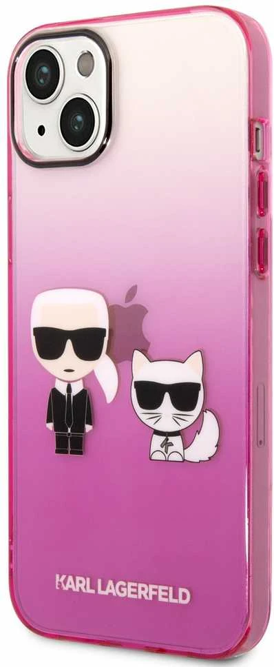 Karl Lagerfeld KLHCP14MTGKCP iPhone 14 Plus 6,7 colio kietas dėklas, eilinis/rožinis gradientas Karl & Choupette