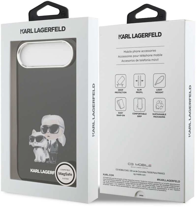 Karl Lagerfeld IML Aquarelle Karl and Choupette dėklas skirtas Apple iPhone Air juodos spalvos