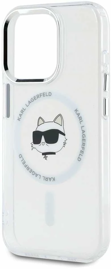 Karl Lagerfeld KLHMP14XHLSCHH Apple iPhone 14 Pro Max 6.7″ baltos spalvos kietas dėklas IML Metal Choupette Head