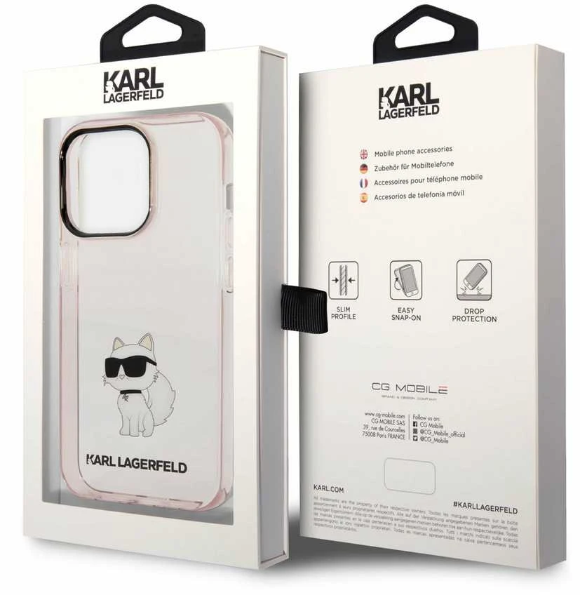 Karl Lagerfeld KLHCP14LHNCHTCP Apple iPhone 14 Pro 6,1″ rožinės spalvos kietas dėklas Ikonik Choupette
