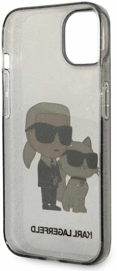 Karl Lagerfeld KLHCP14MHNKCTGK iPhone 14 Plus 6,7 colių juodas / Judas kietas dėklas IML GLIT NFT Karl&Choupette