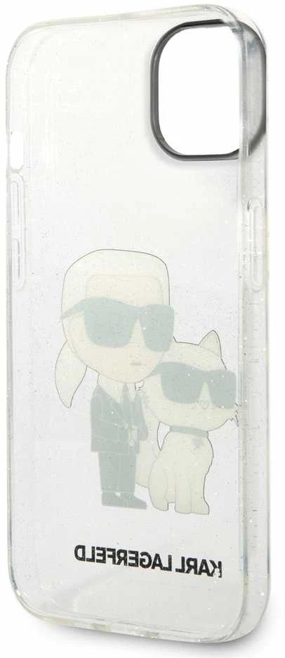 Dėklas Karl Lagerfeld KLHCP14MHNKCTGT IPHONE 14 PLUS / 15 PLUS 6.7 "TRANSPARENT HARDCASE GLITER KARL & CHUPETTE