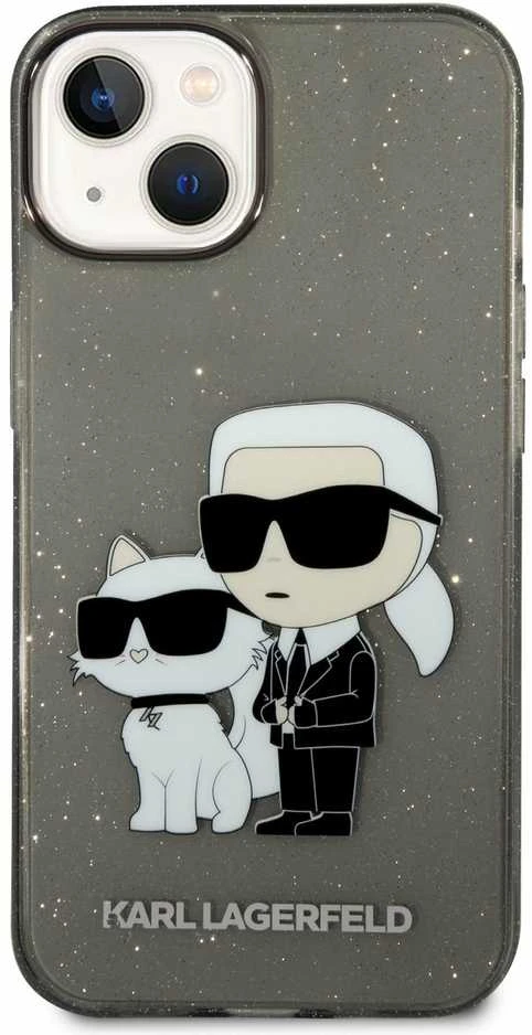 Karl Lagerfeld KLHCP14MHNKCTGK iPhone 14 Plus 6,7 colių juodas / Judas kietas dėklas IML GLIT NFT Karl&Choupette
