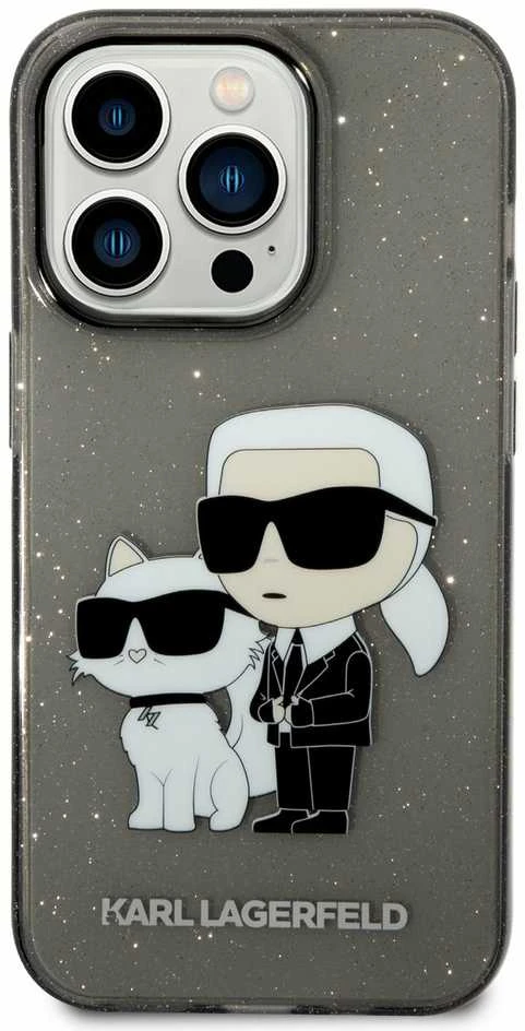 Karl Lagerfeld KLHCP14XHNKCTGK iPhone 14 Pro Max 6,7" juoda/juodas kietas dėklas IML GLIT NFT Karl&Choupette