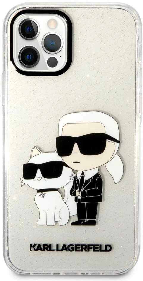 Karl Lagerfeld KLHCP12MHNKCTGT Apple iPhone 12 /12 Pro 6.1" dėklas telefonui skaidrus Gliter Karl&Choupette