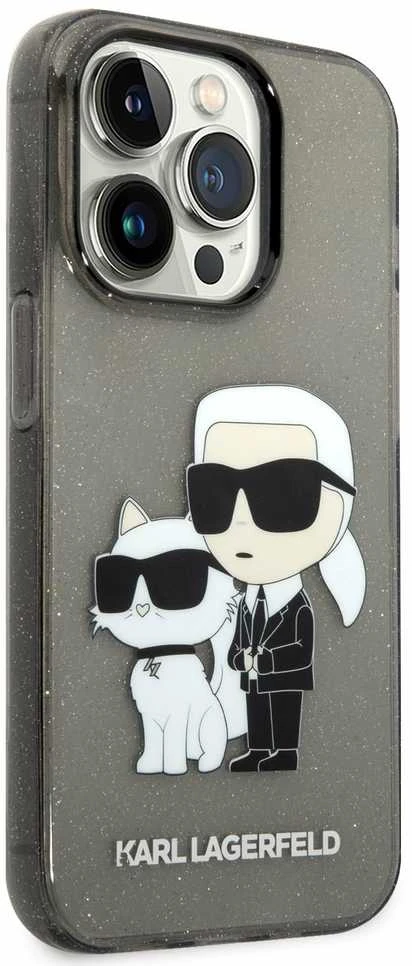 Karl Lagerfeld KLHCP14XHNKCTGK iPhone 14 Pro Max 6,7" juoda/juodas kietas dėklas IML GLIT NFT Karl&Choupette