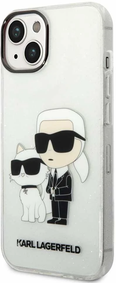 Dėklas Karl Lagerfeld KLHCP14MHNKCTGT IPHONE 14 PLUS / 15 PLUS 6.7 "TRANSPARENT HARDCASE GLITER KARL & CHUPETTE