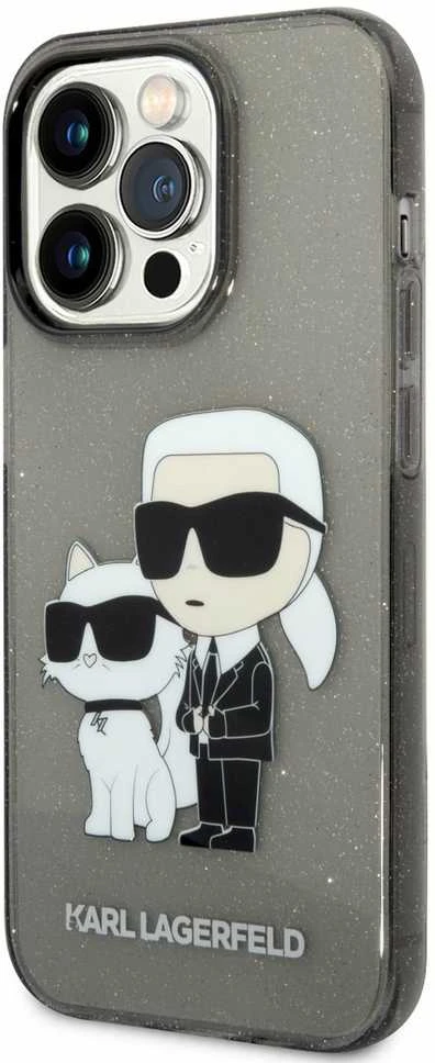 Karl Lagerfeld KLHCP14XHNKCTGK iPhone 14 Pro Max 6,7" juoda/juodas kietas dėklas IML GLIT NFT Karl&Choupette