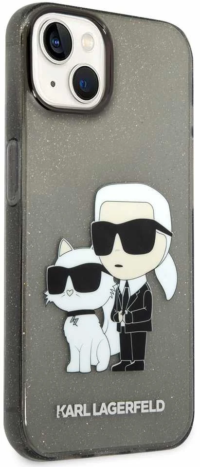 Karl Lagerfeld KLHCP14MHNKCTGK iPhone 14 Plus 6,7 colių juodas / Judas kietas dėklas IML GLIT NFT Karl&Choupette
