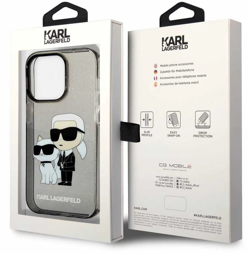 Karl Lagerfeld KLHCP14XHNKCTGK iPhone 14 Pro Max 6,7" juoda/juodas kietas dėklas IML GLIT NFT Karl&Choupette