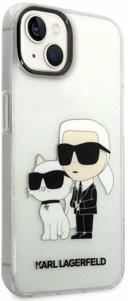 Dėklas Karl Lagerfeld KLHCP14MHNKCTGT IPHONE 14 PLUS / 15 PLUS 6.7 "TRANSPARENT HARDCASE GLITER KARL & CHUPETTE