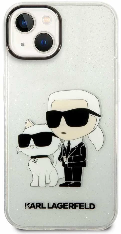 Dėklas Karl Lagerfeld KLHCP14MHNKCTGT IPHONE 14 PLUS / 15 PLUS 6.7 "TRANSPARENT HARDCASE GLITER KARL & CHUPETTE