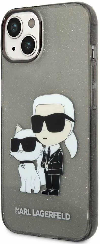 Karl Lagerfeld KLHCP14MHNKCTGK iPhone 14 Plus 6,7 colių juodas / Judas kietas dėklas IML GLIT NFT Karl&Choupette