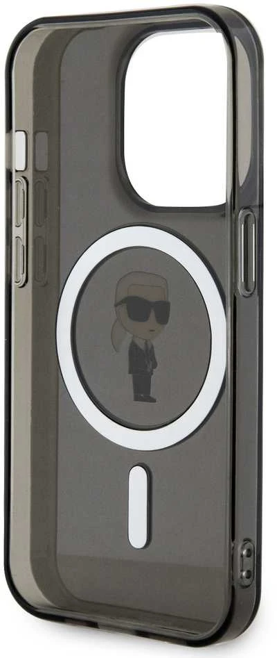 Karl Lagerfeld KLHMP15LHFCKNOK iPhone 15 Pro 6.1″ juodos spalvos kietas dėklas IML Ikonik MagSafe