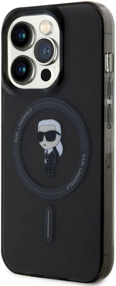 Karl Lagerfeld KLHMP15LHFCKNOK iPhone 15 Pro 6.1″ juodos spalvos kietas dėklas IML Ikonik MagSafe