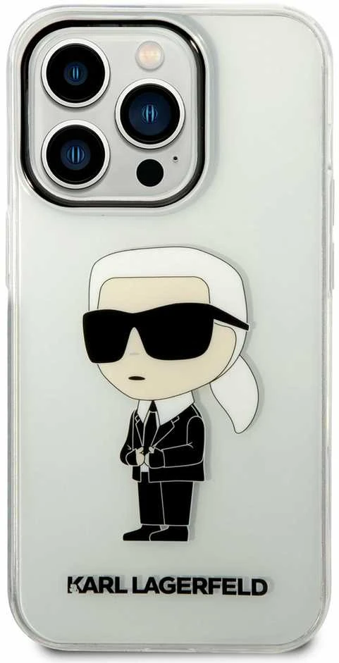 Karl Lagerfeld KLHCP14XHNIKTCT Apple iPhone 14 Pro Max 6,7″ skaidrus kietas dėklas Ikonik Karl Lagerfeld