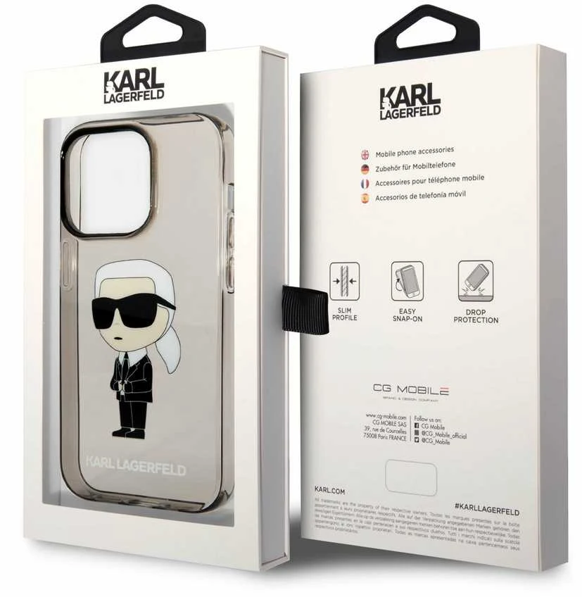 Dėklas Karl Lagerfeld KLHCP14XHNIKTCK IPHONE 14 PRO MAX 6.7 "Juodas/Juodas HARDCASE ICONIK Karl Lagerfeld