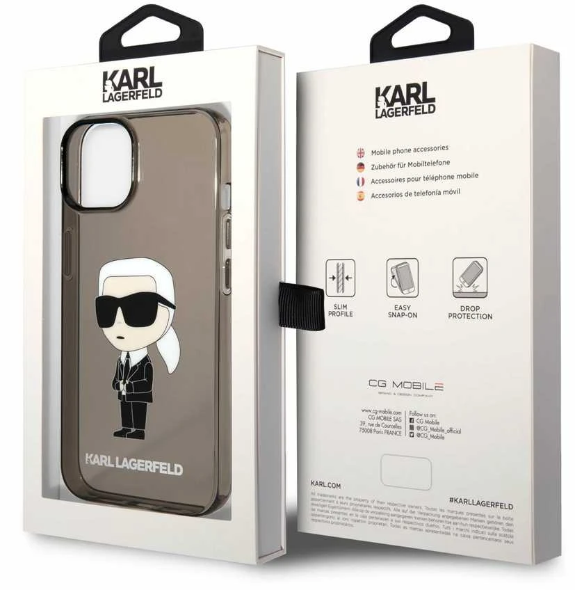 Dėklas Karl Lagerfeld KLHCP14MHNIKTCK IPHONE 14 PLUS / 15 PLUS 6.7 "Juodas / Juodas HARDCASE IKONIK Karl Lagerfeld
