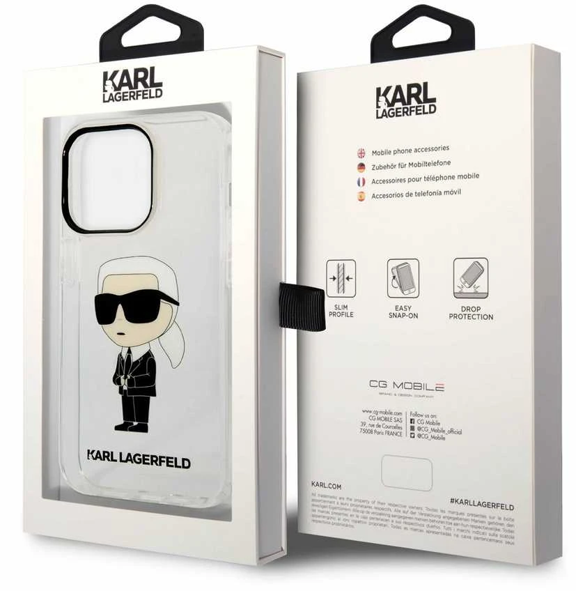 Karl Lagerfeld KLHCP14LHNIKTCT Apple iPhone 14 Pro 6,1″ skaidrus kietas dėklas Ikonik Karl Lagerfeld