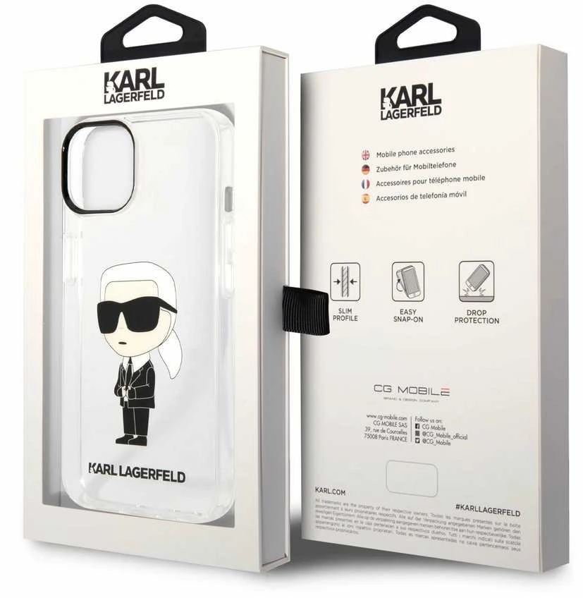 Dėklas Karl Lagerfeld KLHCP14MHNIKTCT IPHONE 14 PLUS / 15 PLUS 6.7 "TRANSPARENT HARDCASE IKONIK Karl Lagerfeld