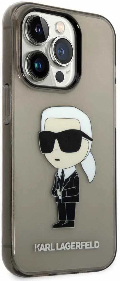 Dėklas Karl Lagerfeld KLHCP14XHNIKTCK IPHONE 14 PRO MAX 6.7 "Juodas/Juodas HARDCASE ICONIK Karl Lagerfeld