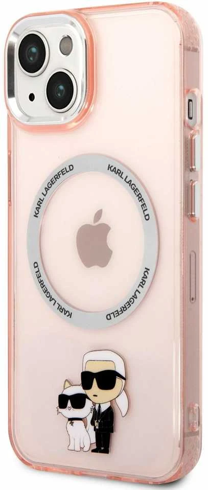 Karl Lagerfeld KLHMP14MHNKCIP Apple iPhone 14 Plus / 15 Plus 6,7″ kietas dėklas rožinės spalvos Iconic Karl&Choupett