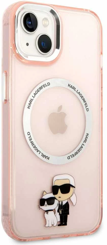 Karl Lagerfeld KLHMP14MHNKCIP Apple iPhone 14 Plus / 15 Plus 6,7″ kietas dėklas rožinės spalvos Iconic Karl&Choupett